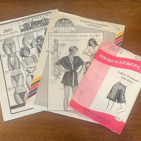 Stretch & Sew Other - Three (3) Lingerie Vintage Sewing Patterns - 2 UNCUT